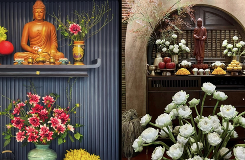Lọ hoa trên bàn thờ đặt bên trái hay bên phải mới đúng?